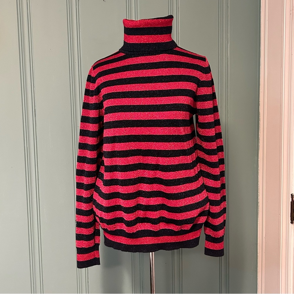Jcrew Signature Sparkly Dark Navy/Purple and Pink Turtleneck Sweater